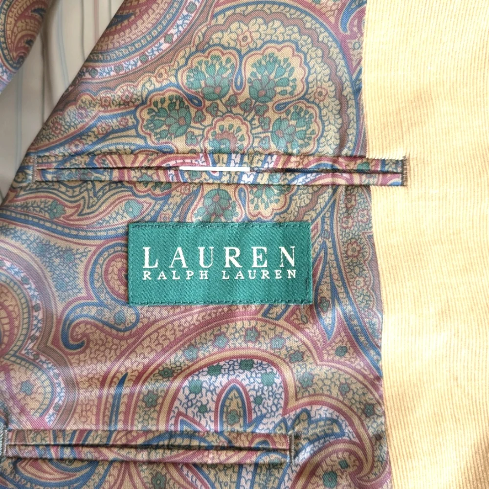 Lauren Ralph Lauren cotton corduroy, 2 button sport coat elbow protectors. 40 R